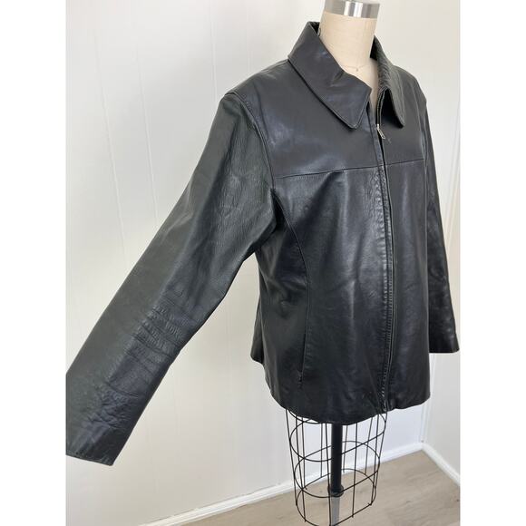 Vintage 90s Y2K Wilsons Maxima Black Leather Jacket XL Matrix Cyber Goth Grunge - Picture 6 of 16